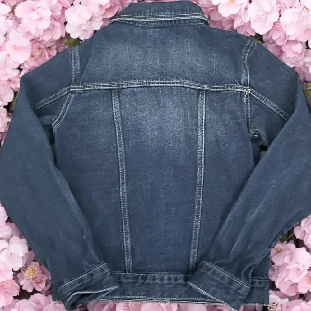 Gymboree Dark Blue Denim Jacket with Floral Accents Size Small 5 6